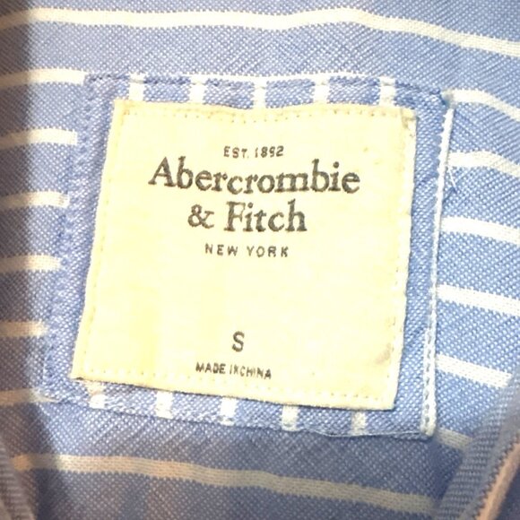 Y2K Abercrombie & Finch Classic Blue White Stripe Button Up Fitted Small - Picture 4 of 8